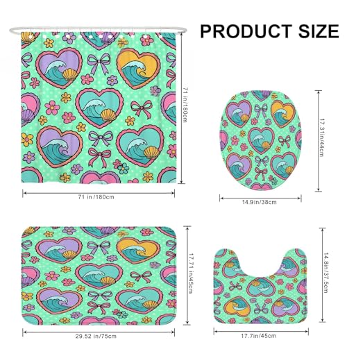 Rideau de douche anti-éclaboussure imperméable turquoise pour sol sec - 3