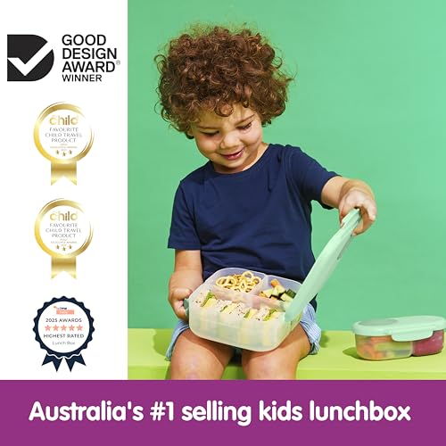 Image of b.box Mini Lunch Box Kids | 4.25 Cup Leak Proof Bento Box for Kids Ages 3+ | 3 Compartment Snack Containers, School Lunch Container, Dishwasher Safe, BPA-Free, PFAS-Free - Spearmint