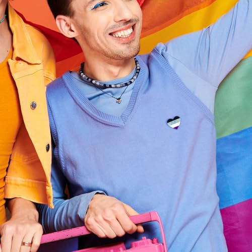 Image of LGBTQ+ Pride Pins - Rainbow Heart Flag Lapel Brooch Pin Badge Progress Pride Bisexual Transgender Nonbinary Lesbian Pansexual LGBTQ Accessories for Jackets Backpacks Hats