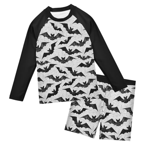 Boys Rash Guard Set Halloween Bat Piece UP50+ Swim Set for Boys 3T-10T