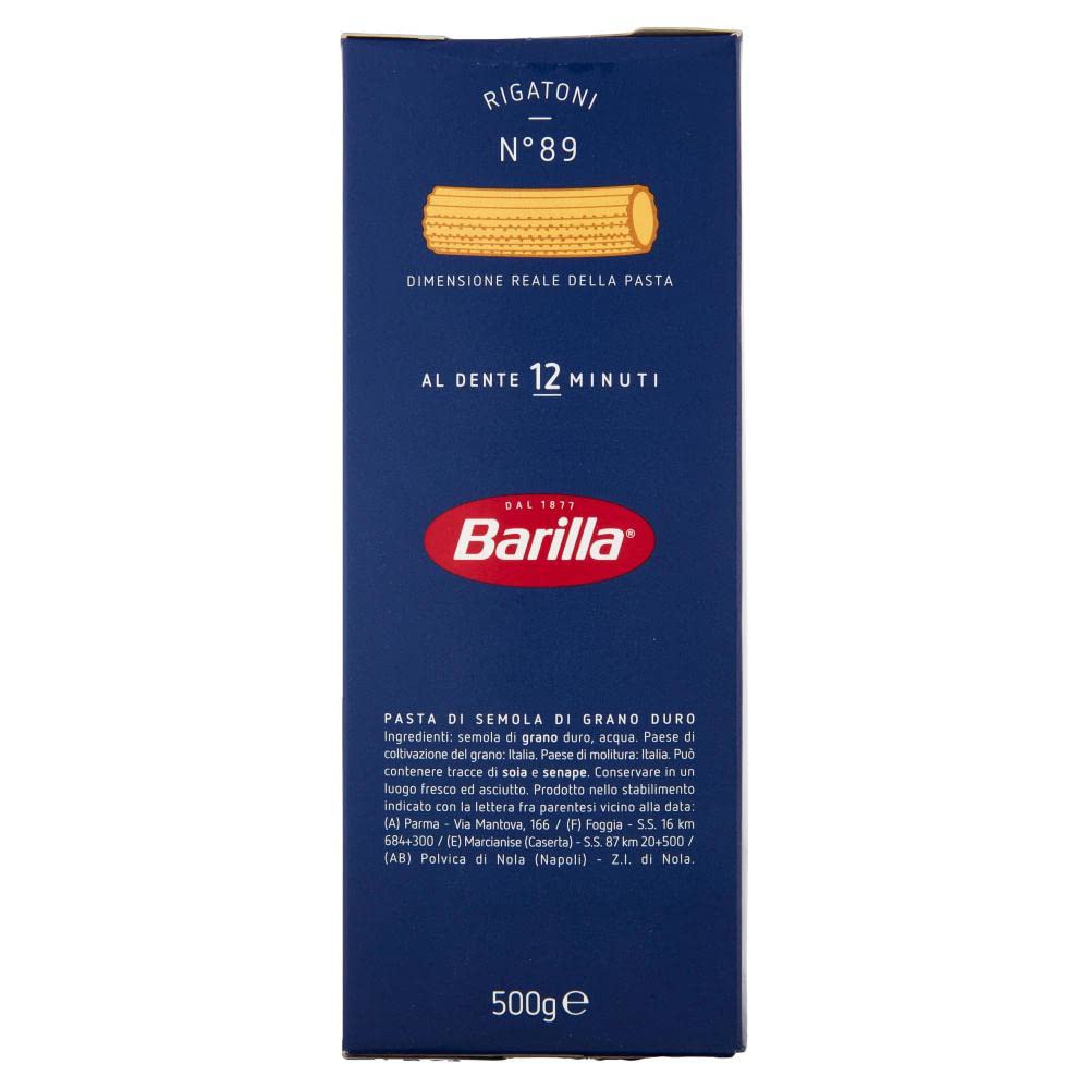 Barilla 20x Rigatoni Pasta No. 89. Italian Pasta 500g
