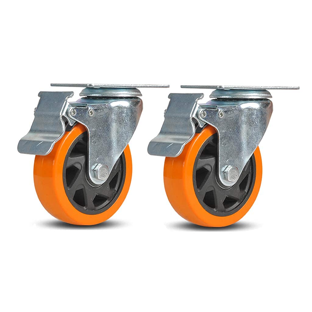 Ruote girevoli,Industria,Gomma,Impiego pesante,Piastra superiore,Industriali,Ruota girevole Lockimetal,Sostituzione per carrelli, Banco da lavoro, Carrello, Set di 2, Direzionale/Girevole co