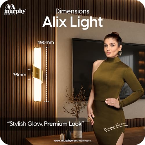Image of Murphy ALIX 18W LED Wall Lamp, 3C Color Changing (Cool White /Warm White /Neutral White), Golden Finish with Smoky Acrylic, Modern Wall Sconce for Bedroom, Living Room & Bedside (Pack of 2)