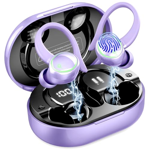 Image of Matast Wireless Earbuds, Bluetooth 5.4 Headphones Sports, 50H Playback Over-Ear Buds with ENC Noise Cancelling Mic, Deep Bass Fitness Earphones IP7 Gym Running Workout with Earhooks