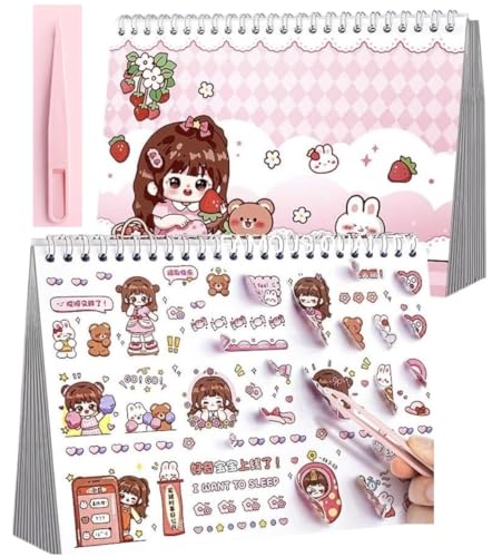 Image of FAMOUS QUALITY Stickers Book - 1000+ Stickers of Cute Japanese Style Girls - Self-Adhesive, Waterproof Aesthetic for Kids, Scrapbooking, DIY Projects