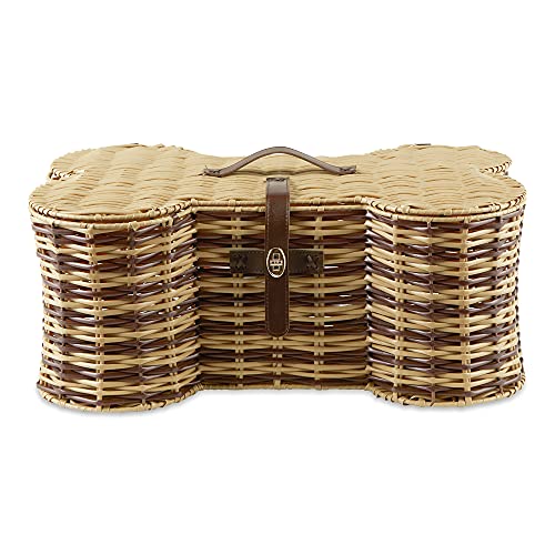 Image of Bone Dry Pet Storage Collection Toy Basket, Small, 17.5x11x7.5 inch, Stripe Plastic Wicker