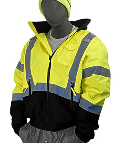 Majestic Glove 75-1311/X1 Bomber Jacket, Lined, Hi-Vis, Black Front, Class 3, X-Large, Yellow