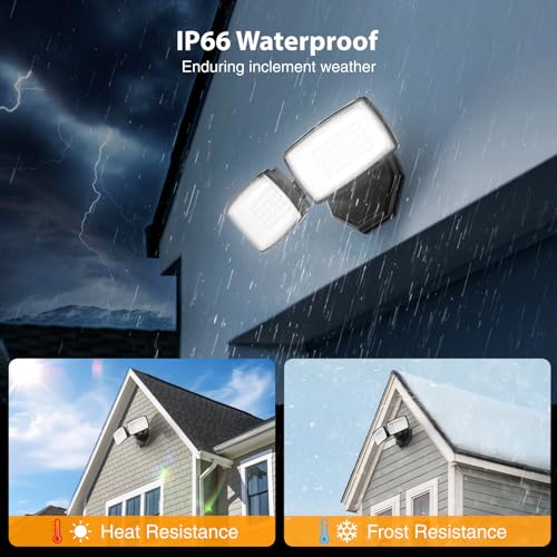 Onforu 3200LM Flood Lights Outdoor, 32W 6500K LED Security Light Switch Controlled, IP66 Waterproof Outdoor Lights, Wall Mount Exterior Flood Light with 2 Adjustable Heads Floodlights Outside by Onforu - Used condition - Image 6