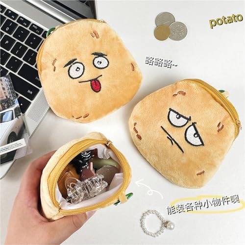 Expression Potato Shape Coin Purse Cartoon Plush Coin Storage Bag Data Cable Portable Earphone Bag(Type C)4