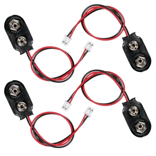 4 Pcs 9V Battery Clip Connector Battery Snap to PH 2.0 Connector Cable I-Type 9 Volt Clip Wire...