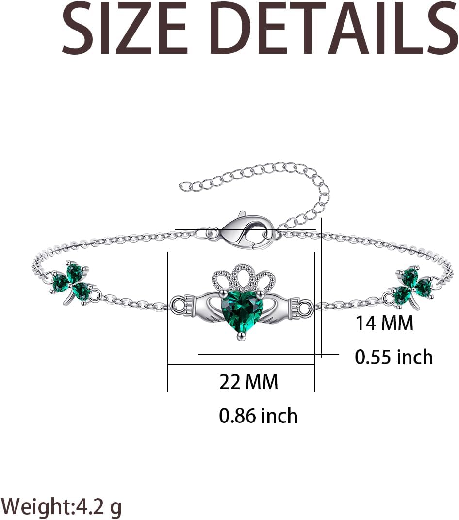 Claddagh Bracelet for Women Irish Shamrock Anklet Bracelet Irish Jewelry Gift for Women - Image 2