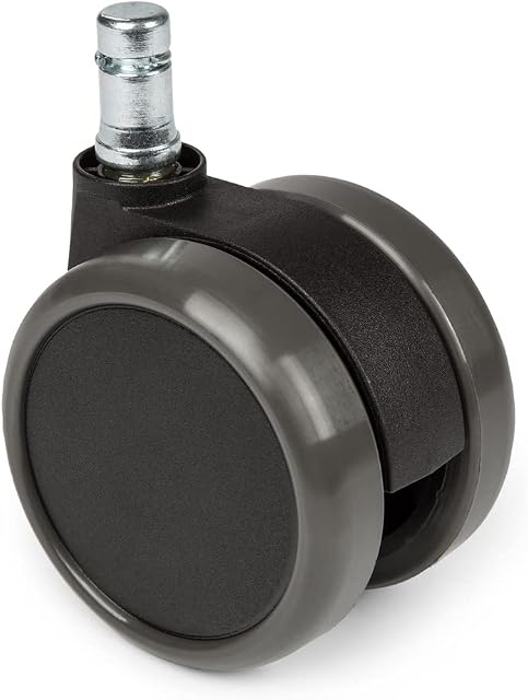 hjh OFFICE, 619010, Castors, Wheels for office, executive chairs, ROLO, black, , Set of 5 x special castors for hard floors 11 mm pin, 65 mm diameter wheel