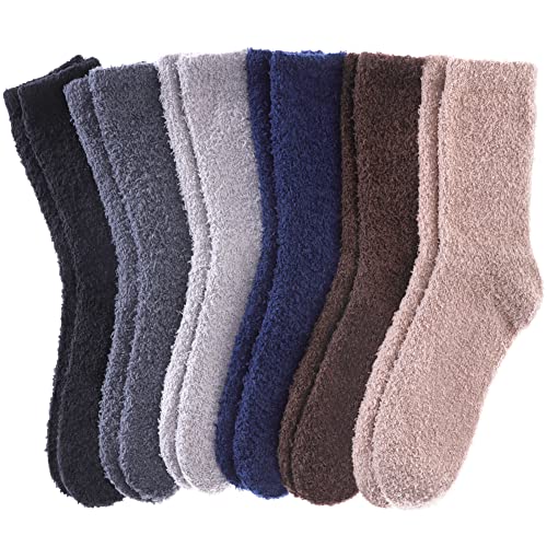 Image of DYW Mens Fuzzy Slipper Socks Super Soft Cozy Fluffy Winter Warm Sleeping Socks