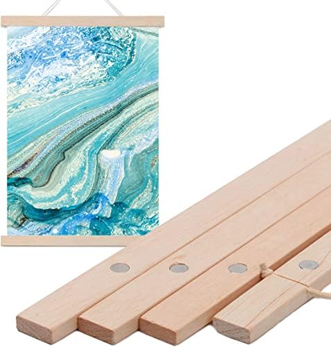 WIWAPLEX Magnetic Poster Frame Hanger, 12” Wide Wooden Magnet Frames Hanger for Canvas Artwork Art Print Paper Map Family Kid Photo Picture Wall Hanging (12 Inch)