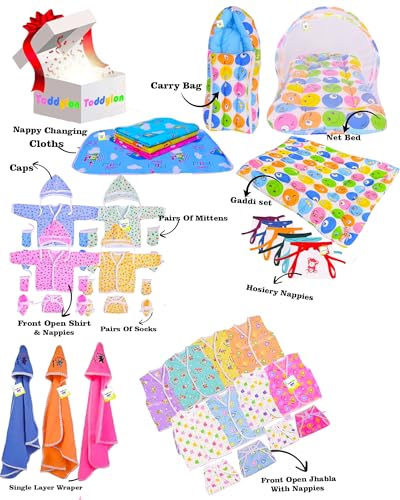 Image of Toddylon Baby Products All New Born Combo | Combos Set for Newborn | 56 in 1 Hospital Essentials Kit | Baby Essential for Newborns Clothing Hamper (0-6 Months) (Blue)