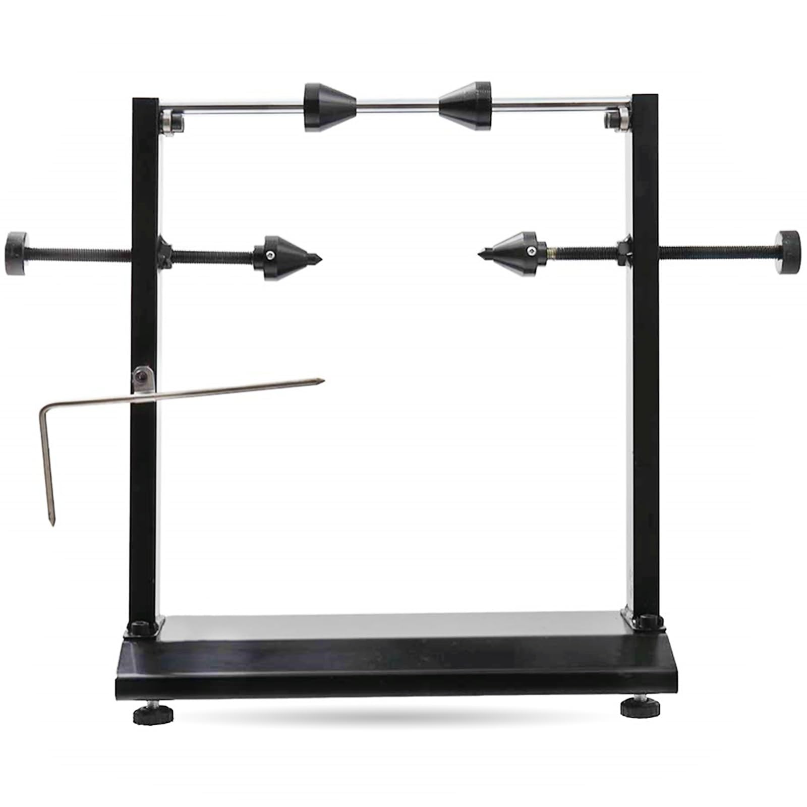 Motorcycle Wheel Balancer with Adjustable Centering Cones and Truing Pointer, Deep Black