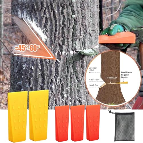 Intckwan Fällkeil Set 5er Pack (2x8 Zoll + 3x6 Zoll) - Forstkeil aus Fällkeil Kunststoff mit Widerhaken, rutschfest & Frostsicher, Inkl. Netzbeutel, Keile Forst & Fällkeile Forst für Sicheres Baumfä