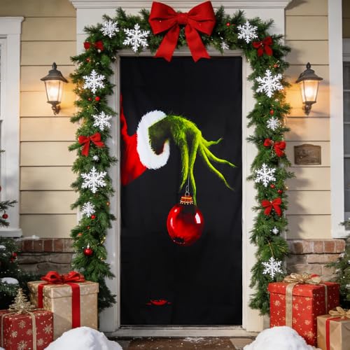 PLLYPE Grinch Weihnachtsdeko Tür, Christmas Door Banner, Abdeckung...