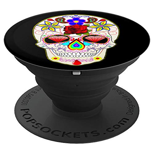 Black Sugar Skull Mobile Phone Grip Pop Out Button Holder PopSockets Grip and Stand for Phones and Tablets