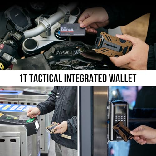 Image of 1T Tactical Minimalist Slim Wallet with Moeny Clip, Front Pocket RFID Blocking Wallet Cash Holder, Versatile Credit Card Orgainzer, ID Card Badge Holder for Men, Brown, One size, Tactical