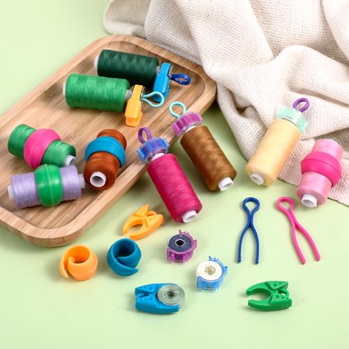 Image of 232Pcs Bobbin Clips Thread Buddies Set, 100 Long Bobbin Clamps Thread Holder, 32 Sewing Spool Huggers Clips,80 Quilting Clip, 20 Bobbins Clamps for Quilting Sewing Machine Spool Organizing
