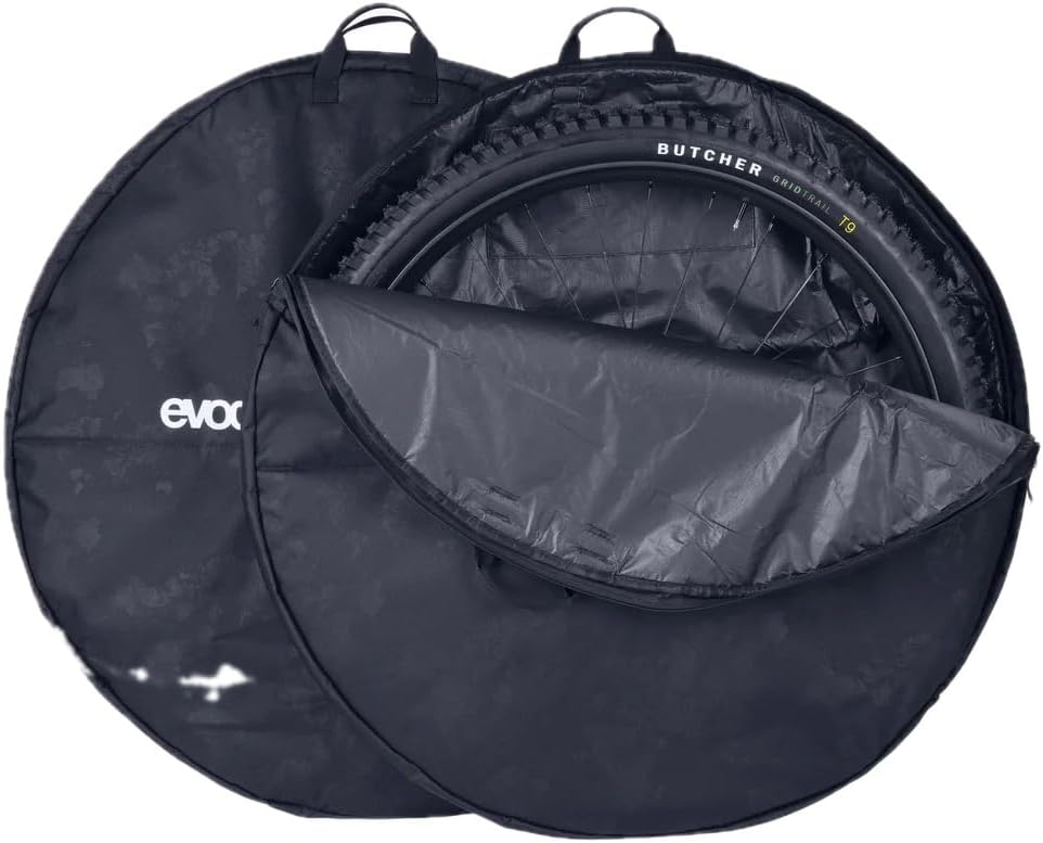 EVOC MTB Wheel Bag - Heavy-Duty 29-Inch Bicycle Wheel Travel Case with Reinforced Axle Protection, Ergonomic Carry Handles, Durable Black Material, and Secure Storage for Mountain Bike Wheels