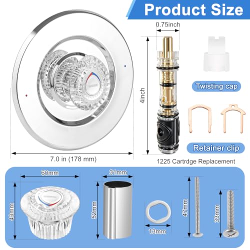 Image of Shower Trim Kit, Compatible with Moen T470 Chateau Shower Trim Kit, With Replacement Cartridge and 104421 Removal Tool, Escutcheon, Shower handle, Tubes and Screws, Chorme