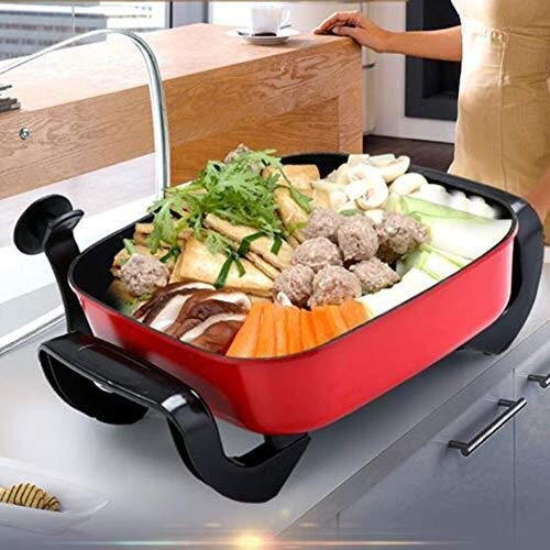 AZHom Electric Grill Home Multi-Function Electric Hot Pot Non-Stick and No Oil Smoke Square Pot Barbecue Frying Pan 1500W