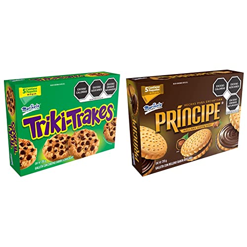 Marinela Galletas Triki Trakes, 5 paquetes, 225g + Galletas Príncipe Avellana Tentación, 5 paquetes, 315g