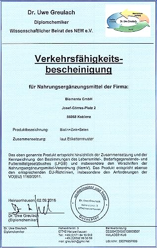 Foto von BIOMENTA Biotin + Zink + Selen - Haut + Haare + Nägel Komplex - 12.500 mcg Vitamin B7 / Stck. - 365 Biotin Tabletten hochdosiert + vegan - Premiumqualität