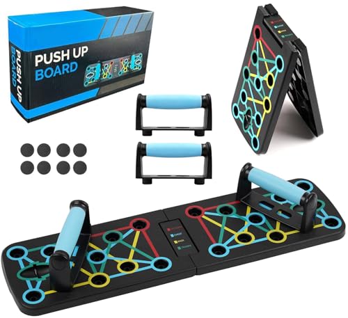 17 in 1 Faltbare Push-Up Liegestütz Brett mit Handgriff für Muskeltraining Effektiv Für Männer Liegestützgestell (Schwarz)