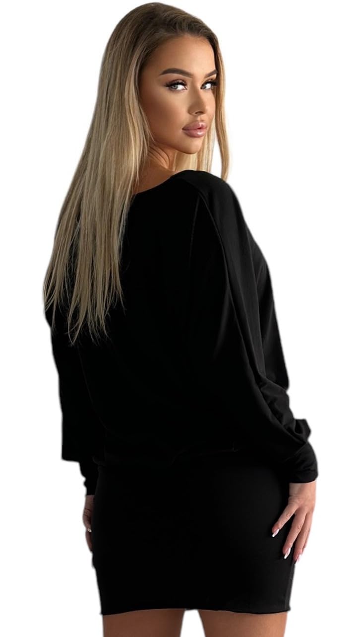 Mississhop Damen Minikleid festlich Glitzer Kleid Pulli Tunika S M L XL XXL