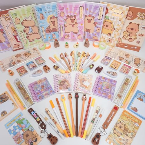 Kit Papelaria Capivara 12 Itens Divertidos - Papelaria Fofa Criativa, Volta às Aulas, Presente