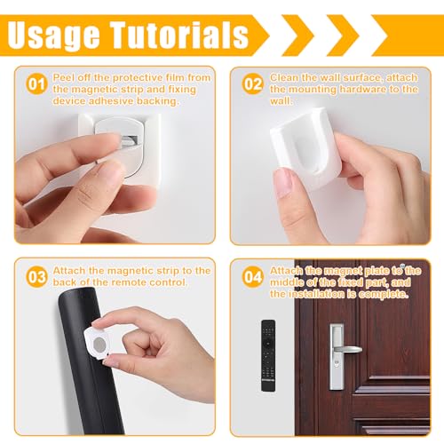 4 Stück Fernbedienung Halterung Wand, Magnetische Fernbedienungshalter, Selbstklebende Magnethalterung ohne Bohren für TV & Gerätefernbedienungen, weiß