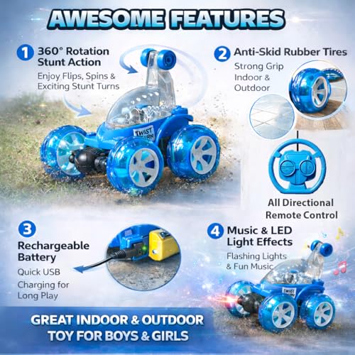 Image of Remote Control Car for Kids Boys Girls, RC 4WD (360 Big Stunt CAR)