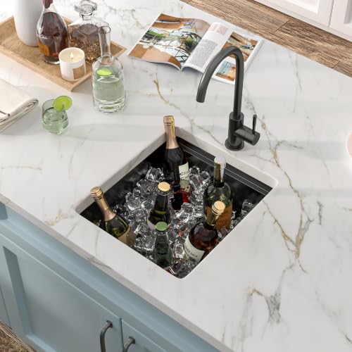 Image of 15 inchx17 inch Black Bar Prep Sink Undermount Workstation | Gunmetal Black NANO-PVD 16 Gauge T304 Stainless Steel Single Bowl Under Counter Basin for RV Kitchen Wet Bar Prep Station