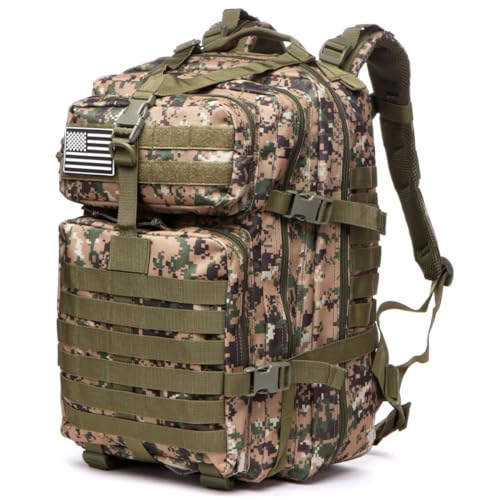 50L Sturdy Nylon Waterproof Fishing Hunting Backpack Outdoor Military Rucksacks Tactical Sports Camping Hiking (Camouflage green)