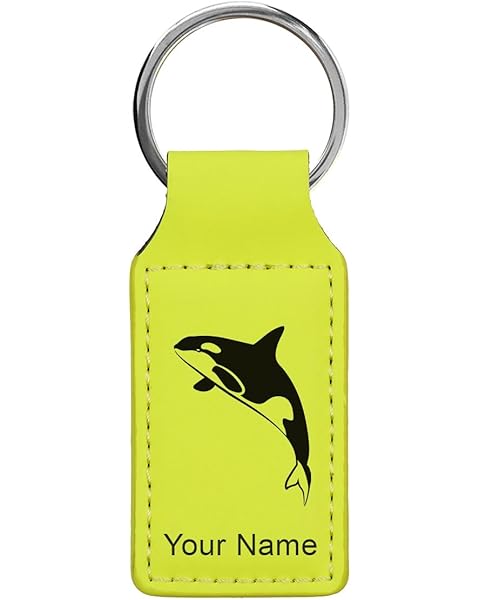 LaserGram Rectangle Keychain, Killer Whale, Personalized Engraving Included