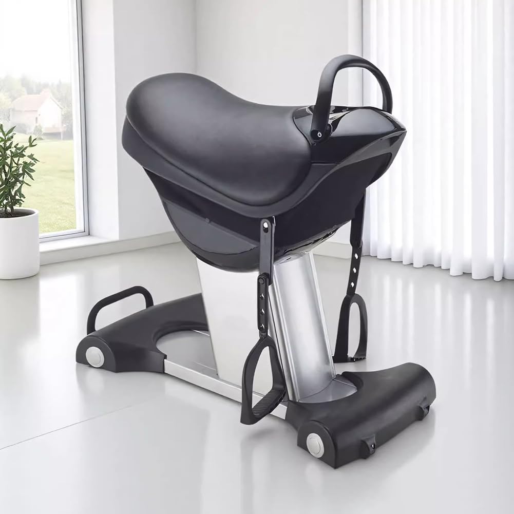 QUSYZD Home Electric Fitness Horse Riding Equipment, 5 Speeds, 120Kg Load Capacity, Abdominal Exercise Horse Riding Simulator, with LCD Display, Non-Slip Base/Rollers,