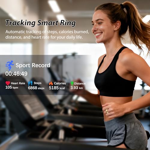 Image of Smart Ring for Women Men Health Ring with Heart Rate, Blood Oxygen, Sleep Tracker, Step Tracker, IP68 Waterproof Fitness Ring for iOS & Android,No Subscription Fee (Gold, 7#)