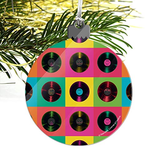 Vinyl Lp Records Rainbow Colored Background Acrylic Christmas Tree Holiday Ornament #TOP4