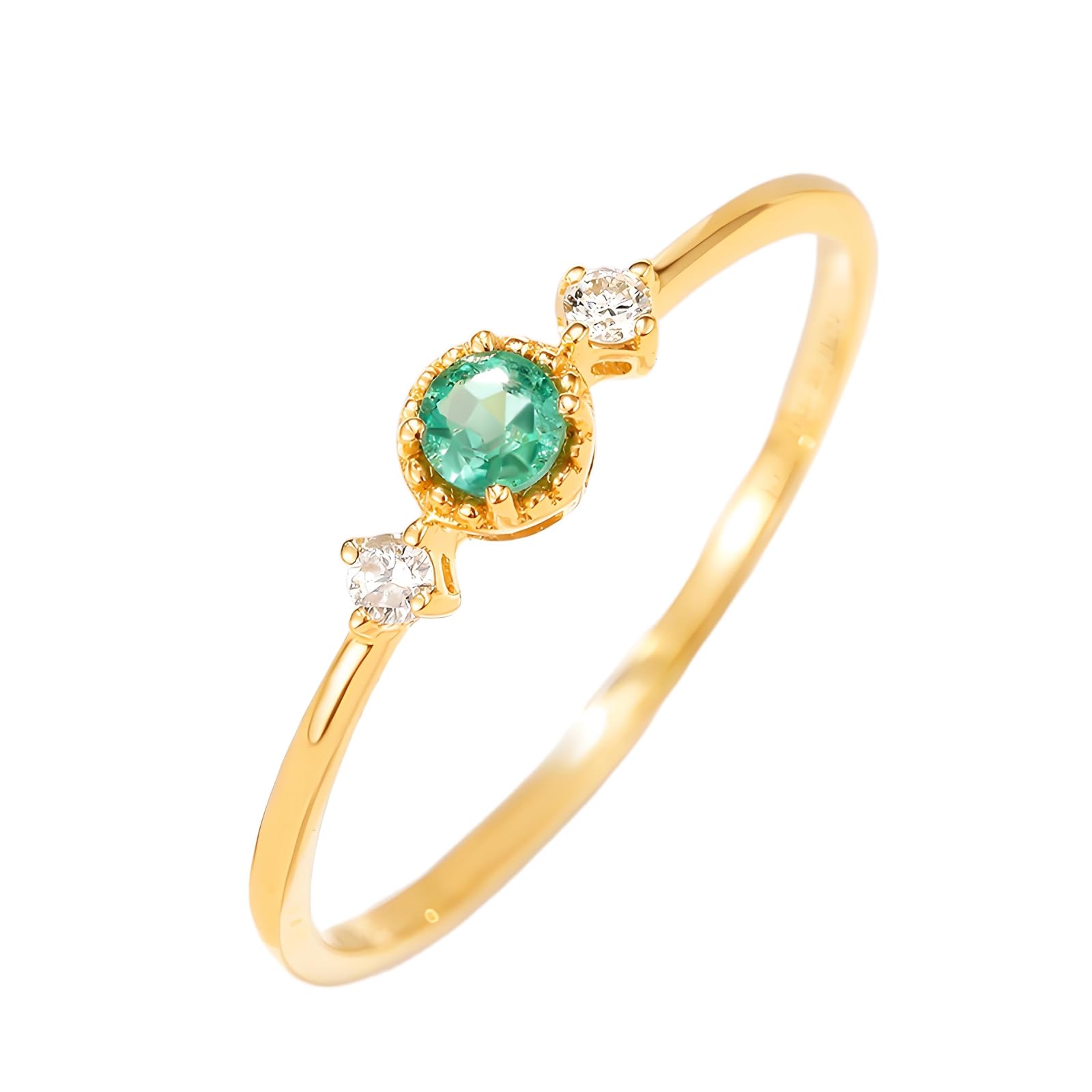 Anillos para mujer con esmeralda, oro amarillo, anillos de compromiso, anillos de boda de oro auténtico, alianzas para mujeres