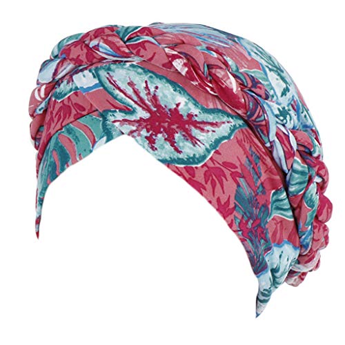 Lyqdxd Bonnet turban indien pour femme avec imprimé floral coloré et feuilles croisées sur le devant, D, Taille Unique Cover