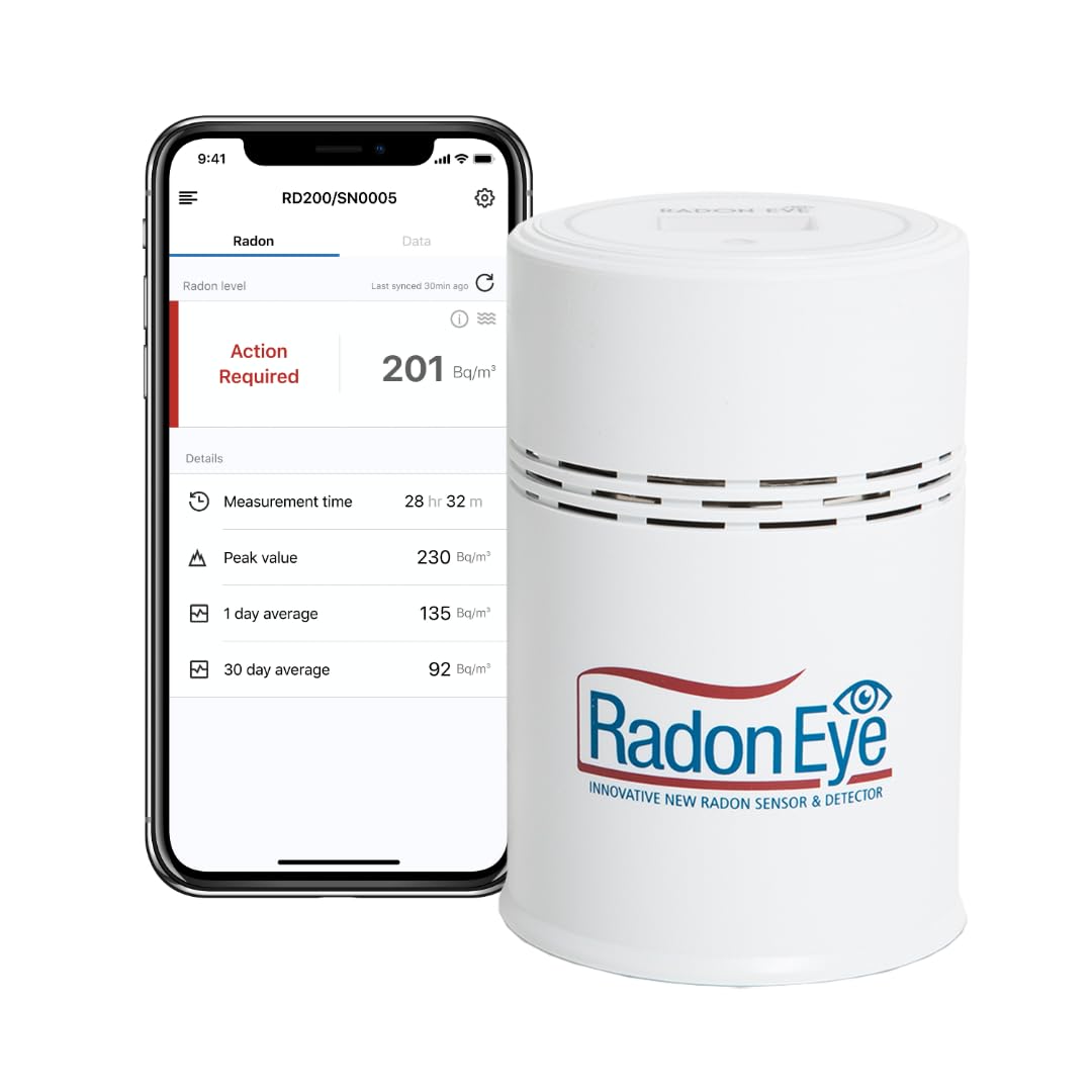Ecosense RD200 RadonEye, Home Radon Detector, Fast Capture of Fluctuating Levels, Short & Long-Term Real-time Continuous Monitoring with Trend Charts