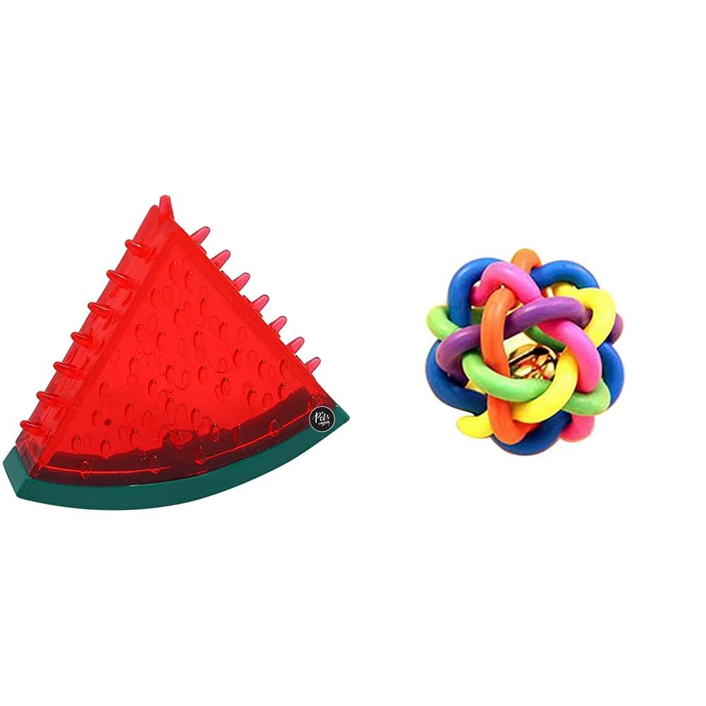 The Pets Company Puppy Chew Toy, Squeaky Dog Toy, Red Watermelon Rubber Multi Colour Wire Knot Ball with Bell, for Puppy & Kitten (Pack of One) (B0CDDGB2ZS) Amazon Price History, Amazon Price Tracker