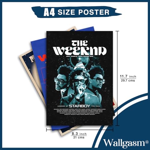 Image of Wallgasm The Weeknd Posters - Set of 6, 8x12 inch (A4 Size) 300 GSM | Music, Pop, RnB Posters, for Room, Aesthetic Room Decor Item
