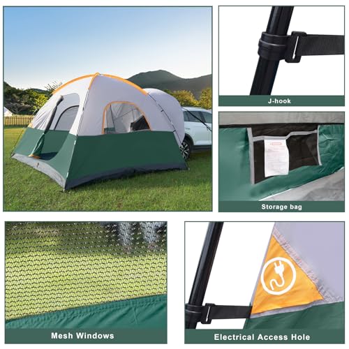 Image of UNP SUV Dome Tent for Camping, Outdoor 6 Person Car Camping Tent, Easy Set Up SUV Tailgate Tent with Rainfly 10' x 10' Vehicle Camping Tent | for Camping