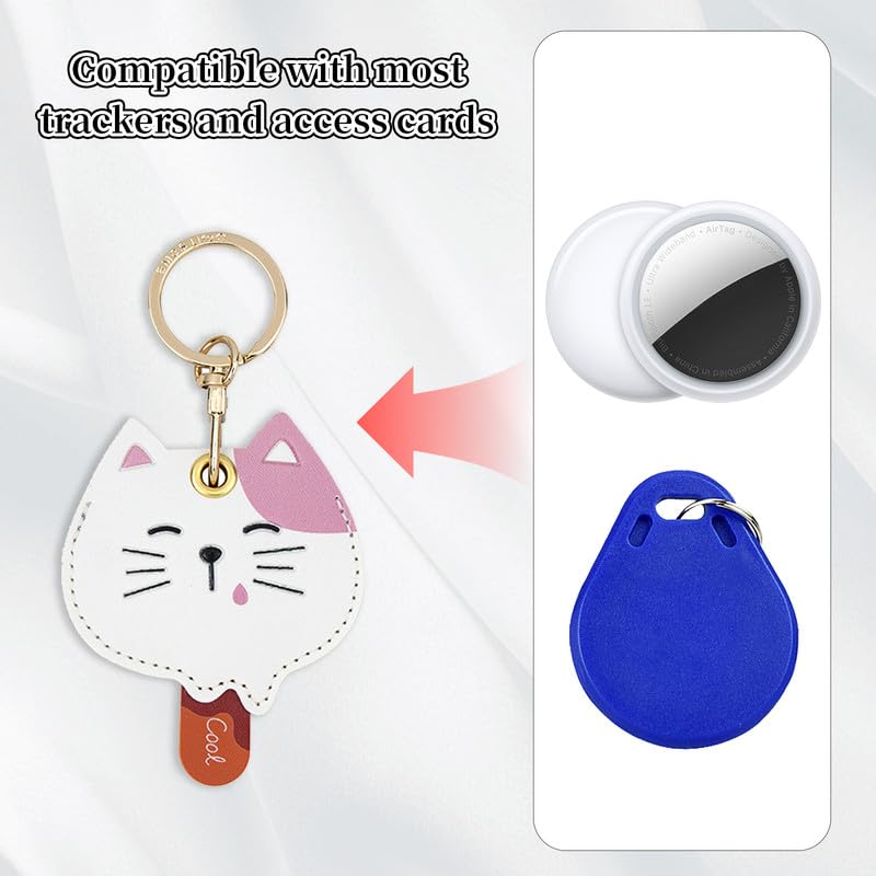 Image of Leather Keychain Case Holder Compatible with Apple AirTag, GPS Airtag Keychain Finder Tracker with Key Ring, Anti-Scratch Protective Air Tag Cover | Leather