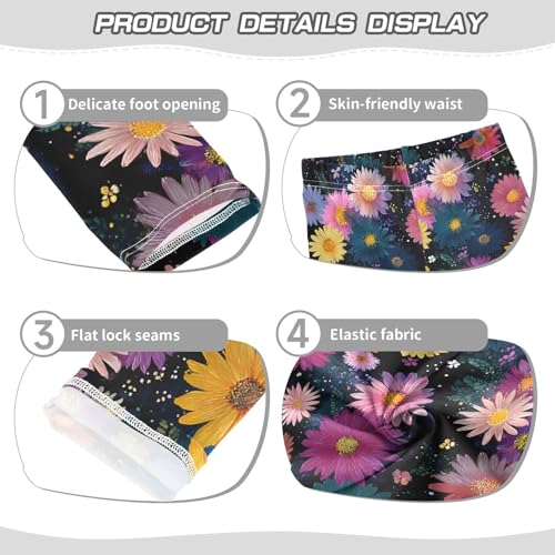 ALAZA Girls' Leggings Children's Yoga Pants Skinny Printed Dance Colorful Dahlia Comfortable 4T2