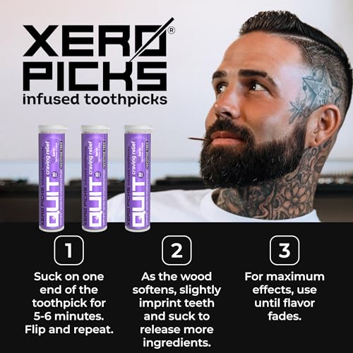 Image of Xero Picks Infused Flavored Toothpicks to Help Quit Smoking - Nicotine Free - 60 Picks (3 Packs) (Berry) Non-GMO Kosher Vegan